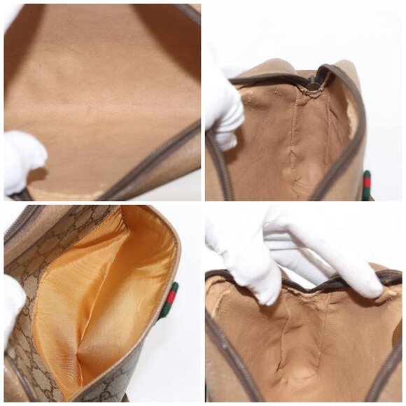 GUCCI GG Supreme Web Sherry Line Shoulder Bag PVC Beige 116 02 089 Auth BA6301 - Picture 15 of 16